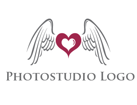 heart with angel wings logo