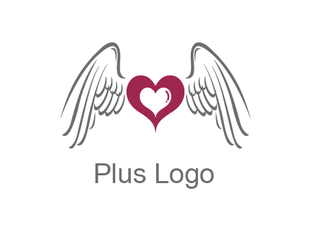 heart with angel wings logo