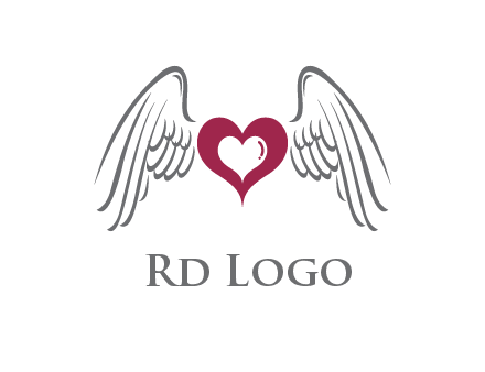 heart with angel wings logo