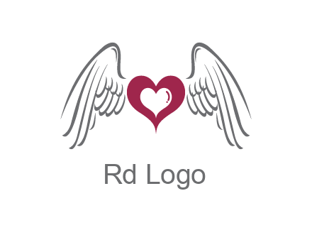 heart with angel wings logo