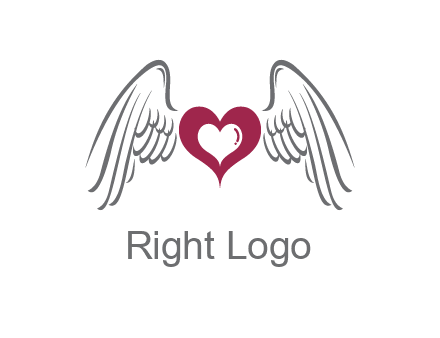 heart with angel wings logo