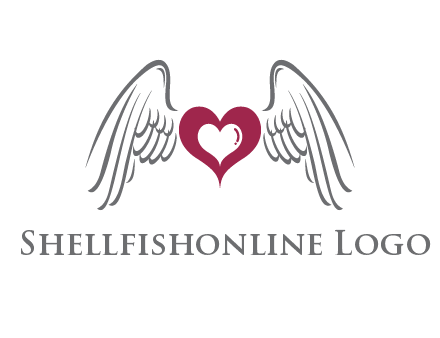heart with angel wings logo