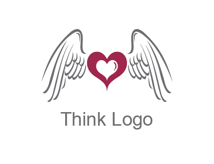 heart with angel wings logo