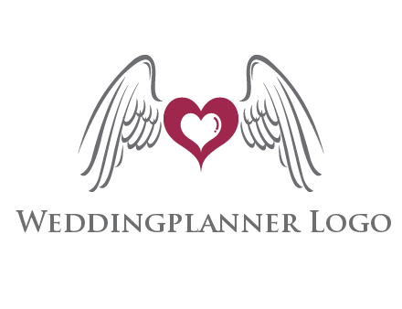 heart with angel wings logo