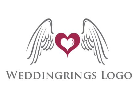 heart with angel wings logo