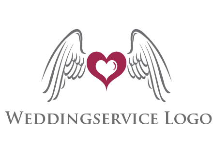 heart with angel wings logo