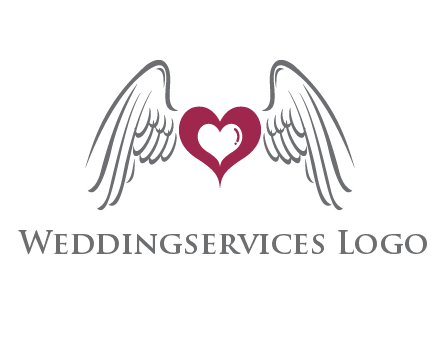 heart with angel wings logo
