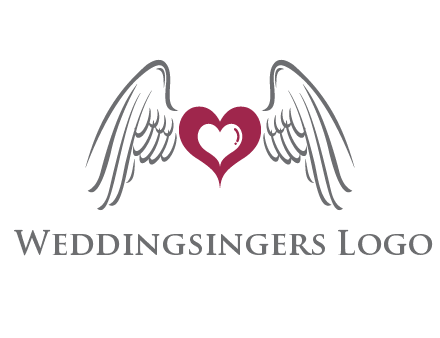 heart with angel wings logo