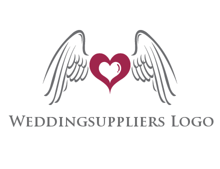 heart with angel wings logo