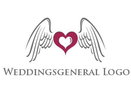 heart with angel wings logo