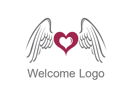 heart with angel wings logo