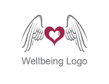 heart with angel wings logo