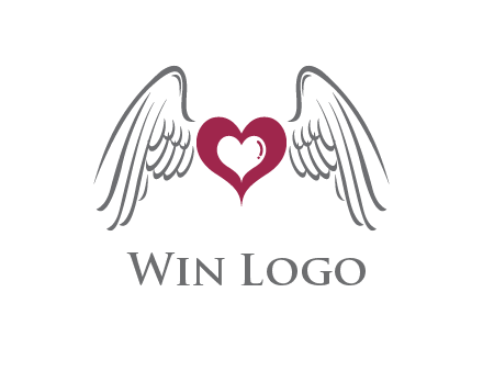 heart with angel wings logo