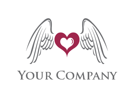 heart with angel wings logo