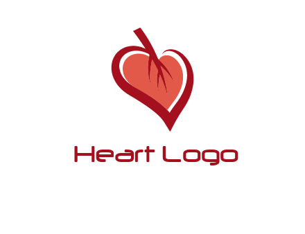abstract leaf combined with heart logo