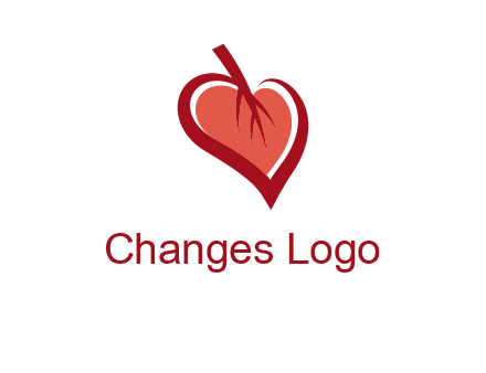 abstract leaf combined with heart logo