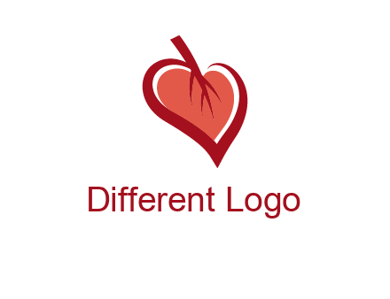 abstract leaf combined with heart logo