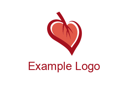 abstract leaf combined with heart logo