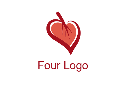 abstract leaf combined with heart logo