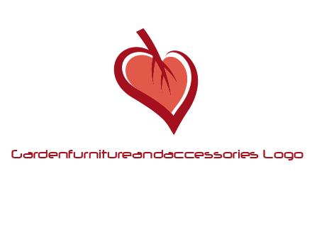 abstract leaf combined with heart logo