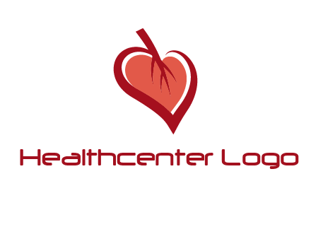 abstract leaf combined with heart logo