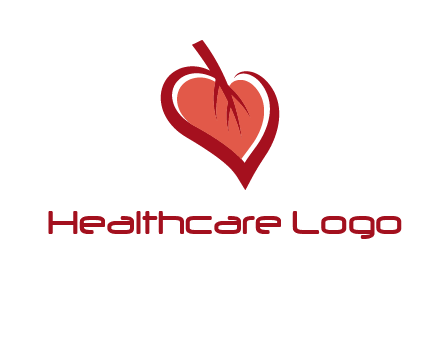 abstract leaf combined with heart logo
