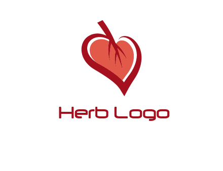 abstract leaf combined with heart logo