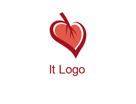 abstract leaf combined with heart logo