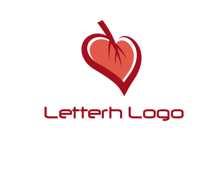 abstract leaf combined with heart logo