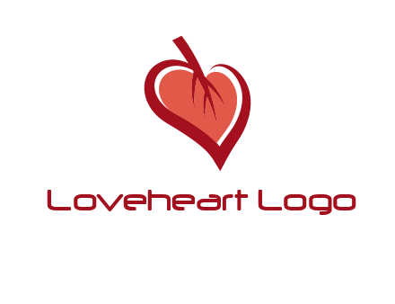 abstract leaf combined with heart logo