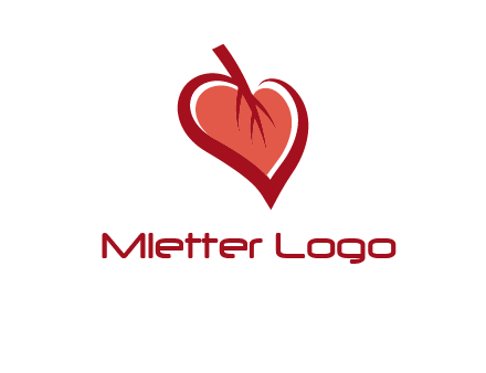 abstract leaf combined with heart logo