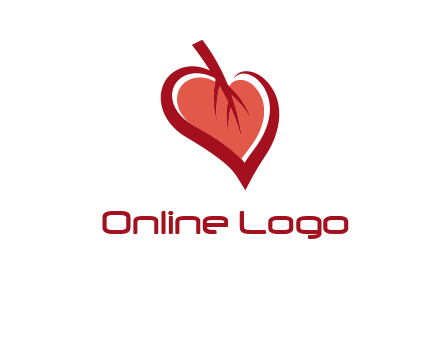 abstract leaf combined with heart logo