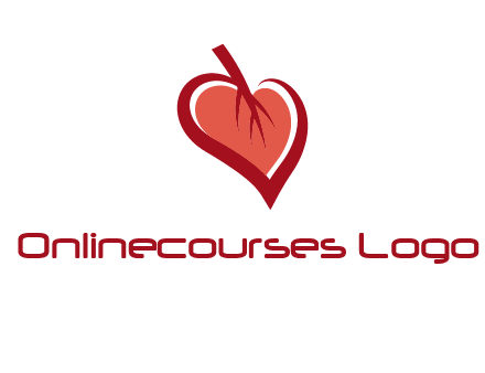 abstract leaf combined with heart logo