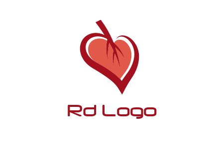 abstract leaf combined with heart logo