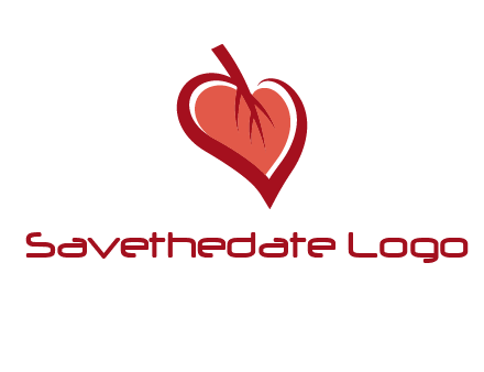 abstract leaf combined with heart logo