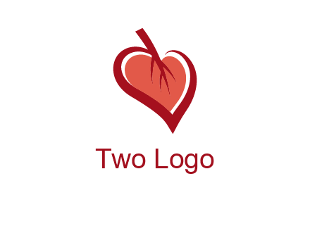 abstract leaf combined with heart logo