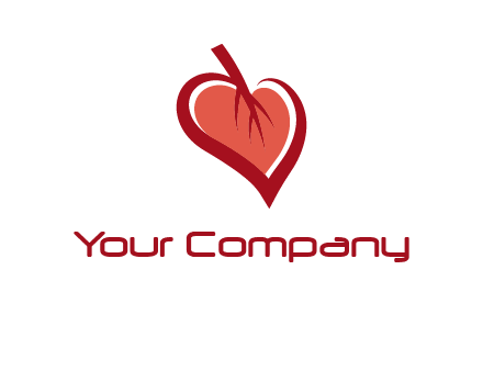 abstract leaf combined with heart logo