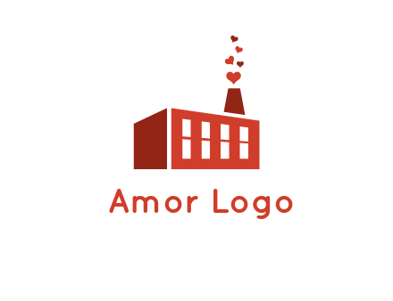 factory producing heart smoke from its chimney logo