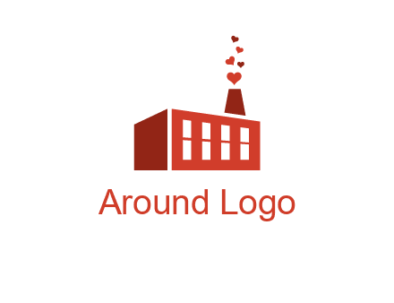 factory producing heart smoke from its chimney logo