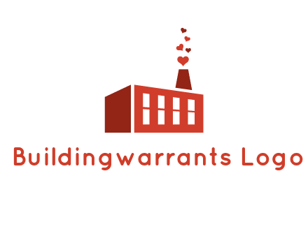 factory producing heart smoke from its chimney logo