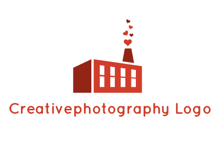 factory producing heart smoke from its chimney logo
