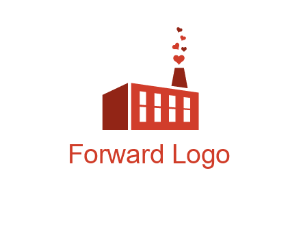 factory producing heart smoke from its chimney logo