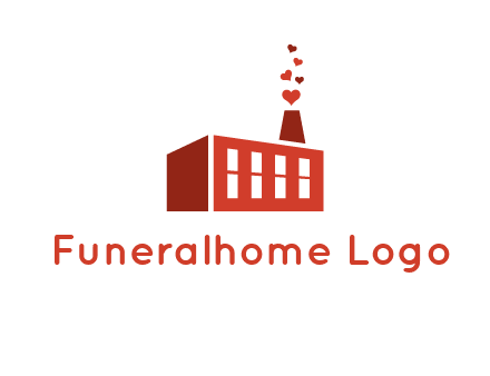 factory producing heart smoke from its chimney logo