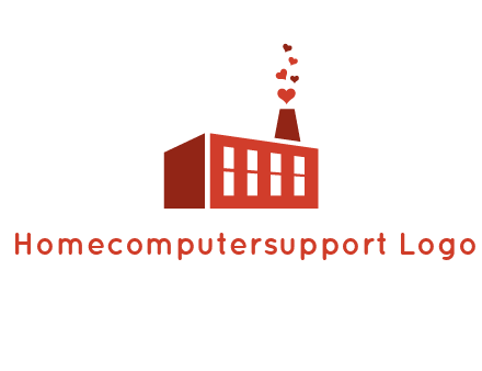 factory producing heart smoke from its chimney logo