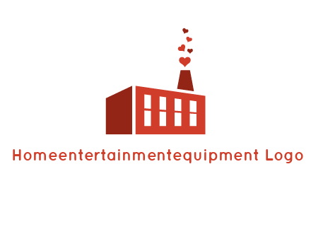factory producing heart smoke from its chimney logo