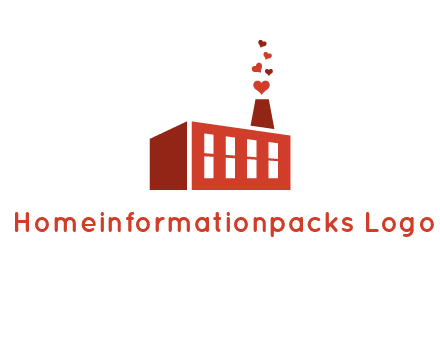 factory producing heart smoke from its chimney logo
