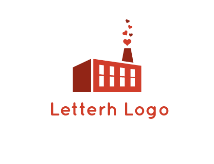 factory producing heart smoke from its chimney logo