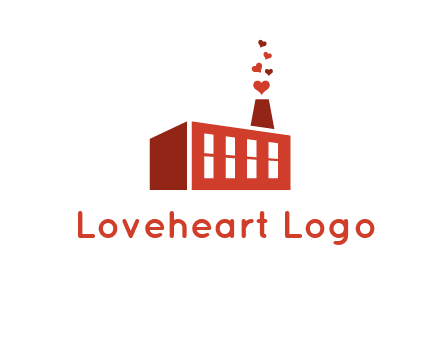 factory producing heart smoke from its chimney logo
