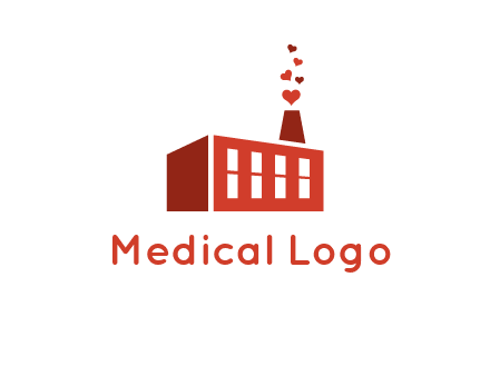 factory producing heart smoke from its chimney logo