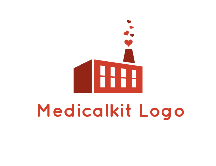 factory producing heart smoke from its chimney logo
